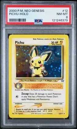 2000 POKEMON NEO GENESIS #12 PICHU-HOLO PSA 8 - Image 1