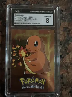 CGC 8 NM/MINT 1999 TOPPS POKEMON THE FIRST MOVIE SILVER FOIL CHARMANDER - Image 1