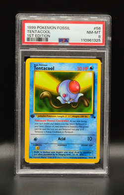 Tentacool 1st Edition 1999 Pokemon Fossil #56 WOTC PSA 8 Newly Graded - Image 1