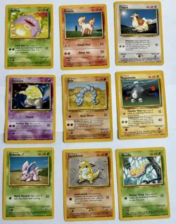 Onix Magnemite Ponyta Pidgey Drowzee Weedle Koffing Base Set Pokemon Card LP Lot - Image 1