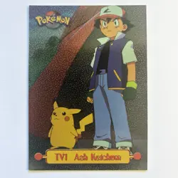 Pokemon Topps Ash Ketchum TV1 Animation Series 1 Foil Holo Pikachu - Image 1