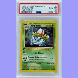 Pokemon 1st Edition Base Set French Ivysaur (Herbizarre) 30/102 PSA 10 Gem Mint - Image 1