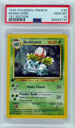 Pokemon 1st Edition Base Set French Ivysaur (Herbizarre) 30/102 PSA 10 Gem Mint - Image 3