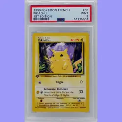 Pokemon 1st Edition Base Set French Pikachu 58/102 PSA 9 MINT - Image 1