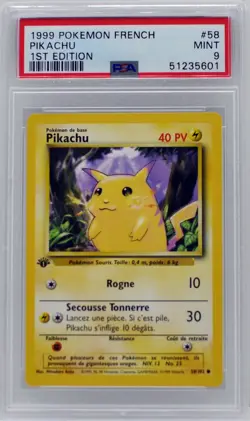 Pokemon 1st Edition Base Set French Pikachu 58/102 PSA 9 MINT - Image 4
