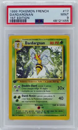 Pokemon 1st Ed Base Set French Beedrill (Dardargnan) 17/102 PSA 9 MINT - Image 3