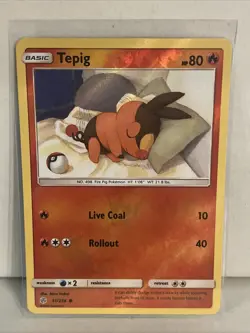 Pokemon - Tepig - 31/236 - Common - Reverse Holo - Cosmic Eclipse- NM - Image 1