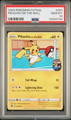2020 POKEMON FUTSAL #001 PIKACHU ON THE BALL PSA 10 - Image 1