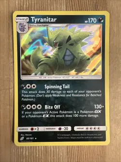 Pokemon TCG Tyranitar Sun & Moon - Team Up 85/181 Holo Holo Rare NM - Image 1