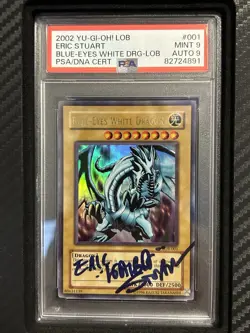 Blue-Eyes White Dragon LOB-001 PSA 9 Mint autographed by Eric Stuart - Image 1