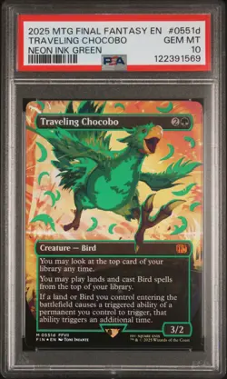 2025 MTG FINAL FANTASY COLORFUL CHOCOBOS-NEON INK GREEN TRAVELING CHOCOBO PSA 10 - Image 1