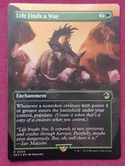 Magic The Gathering JURASSIC WORLD FOIL LIFE FINDS A WAY green card MTG - Image 1