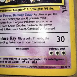 Alakazam 1/130 - Holo Rare - Pokemon TCG - Base Set 2 - NM - Image 3