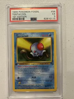 1999 Pokemon Fossil 1st Edition Tentacool #56 PSA 5 - Image 1