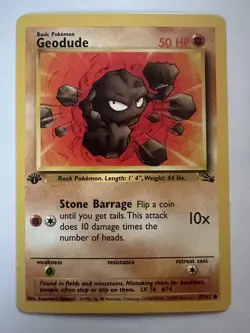 Geodude 47/62 1st Edition Fossil Pokemon Card WOTC LP-NM - Image 1