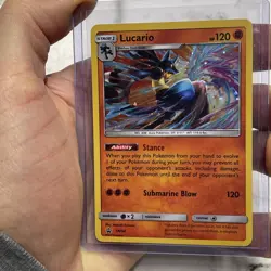 2017 Pokemon Lucario - SM54 - Cosmos Holo Promo - SM Black Star Promo NM Pokemon - Image 1