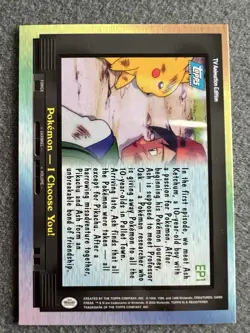 Ash & Pikachu Episode 1 I Choose You RAINBOW Topps Series 2 Pokemon Card - Image 3