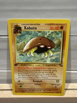 Pokemon TCG Kabuto Fossil 1st Edition Common Card 50/62 Regular MP - Image 1