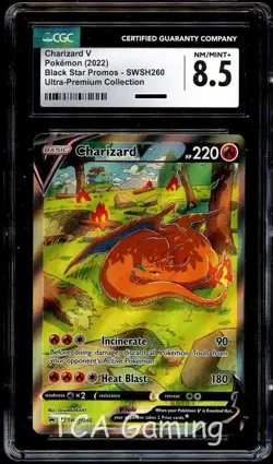 CGC 8.5 NM-MINT+ Charizard V SWSH260 FULL ART HOLO 260 SWSH PROMO Pokemon Card - Image 1
