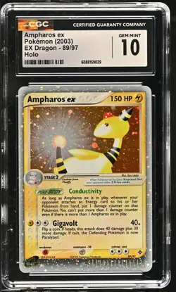 CGC 10 GEM MINT Ampharos ex 2003 EX Dragon 89/97 Holo Pokemon Card - Image 1