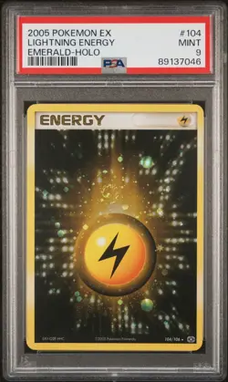 PSA 9 NM-MINT Lightning Energy 104/106 HOLO RARE Emerald Pokemon Card - Image 1