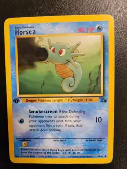 Horsea 1st Edition 49/62 Fossil Common Pokemon Vintage Card WOTC NM 1999 - Image 2