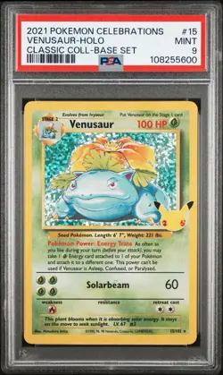 PSA 9 Venusaur Celebrations 15/102 Classic Collection Holo Pokemon Trading Card - Image 1