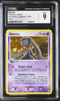 CGC 9 MINT Banette 2004 EX Hidden Legends 1/101 Holo Pokemon Card - Image 1