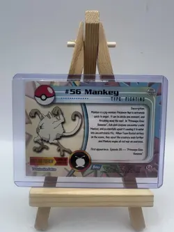 Mankey #56 Topps TV Animation Edition Blue Logo Non Holo Pokemon Card - LP - Image 2
