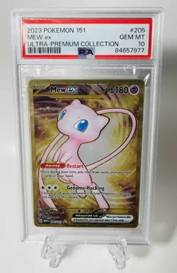 2023 Pokemon Mew ex Full Art 151 UPC Gold Metal Promo Card 205/165 PSA 10 GEM MT - Image 1