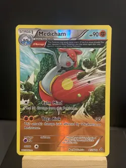 Pokemon Card Medicham 81/160 Primal Clash Reverse Holo Played - Image 1