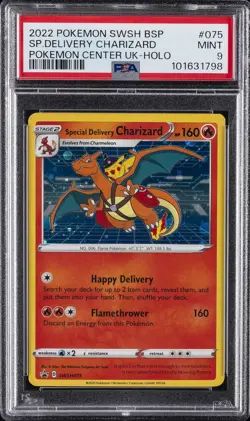2022 POKEMON SWSH BLACK STAR PROMO #075 SPECIAL DELIVERY CHARIZARD-HOLO PSA 9 - Image 1