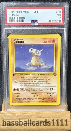 Cubone 1999 Pokemon Jungle #50 1st Edition PSA 7 P1 - Image 1