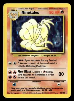1999 Pokemon Base Set Ninetales Holo Unlimited 12/102 UX1697 - Image 1