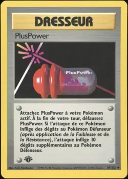 1999 Pokemon FRENCH 1st Edition Base Set PlusPower 84/102 EX-MT 1 - Image 1