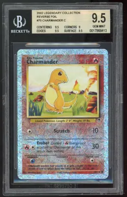 2002 Pokemon Legendary Collection Reverse Foil Charmander #70 BGS 9.5 Gem Mint! - Image 1