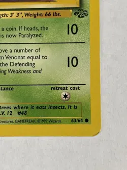 Pokemon TCG Venonat Jungle 63/64 Regular 1st Edition Common MP - Image 4