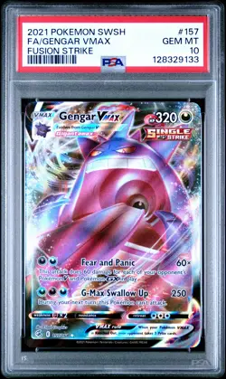 2021 POKEMON SWORD & SHIELD FUSION STRIKE #157 FULL ART/GENGAR VMAX PSA 10 - Image 1