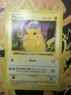 Pikachu 58/102 Base Set Shadowless Red Cheeks - Common - LP - Pokemon Vintage - Image 1