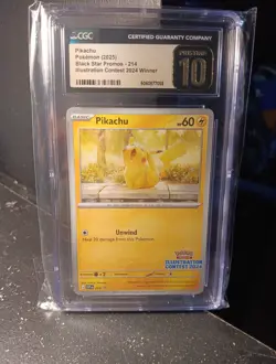 POKEMON CGC PRISTINE 10 PIKACHU ILLUSTRATION CONTEST WINNER 2024 #214 PROMO - Image 1
