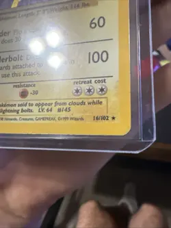 Zapdos 16/102 Base Set Unlimited Holo Pokemon TCG card MP - Image 5