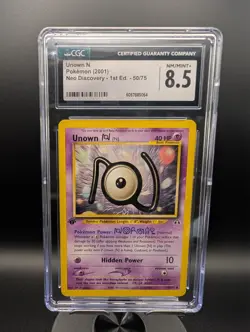 Unown N Neo Discovery 1st Edition 50/75 Pokemon 2001 English NM/MINT+ CGC 8.5 - Image 1