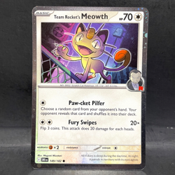 2025 POKEMON DESTINED RIVALS TEAM ROCKET'S MEOWTH 149/182 COSMOS HOLO - Image 1