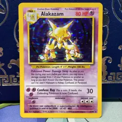 Vintage Pokemon - Base Set - Alakazam - 1/102 Holo Rare LP - Image 1