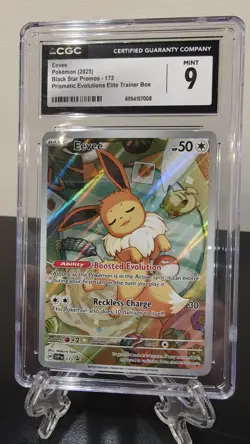 CGC 9 MINT Pokemon Eevee SVP 173 Prismatic Evolutions ETB Black Star Promo psa - Image 1