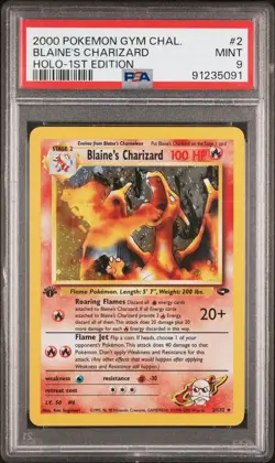 2000 POKEMON GYM CHALLENGE HOLO-1ST ED #2 BLAINE'S CHARIZARD PSA 9 - Image 1