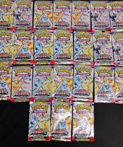 24 EMPTY Pokemon Prismatic Evolutions Empty Booster Packs Wrappers Only NO Cards - Image 1