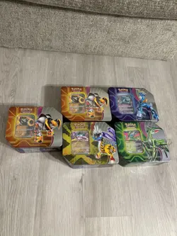 5 Pokemon TCG Walmart Black Friday Paradox Destinies Tins SEALED 5 Packs/Tin - Image 1