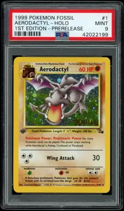 Pokemon TCG Aerodactyl Holo Prerelease Promo 1/62 1st Edition PSA 9 - Image 1
