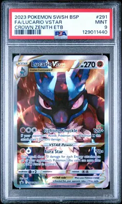2023 POKEMON SWSH BLACK STAR PROMO #291 FULL ART/LUCARIO VSTAR PSA 9 - Image 1